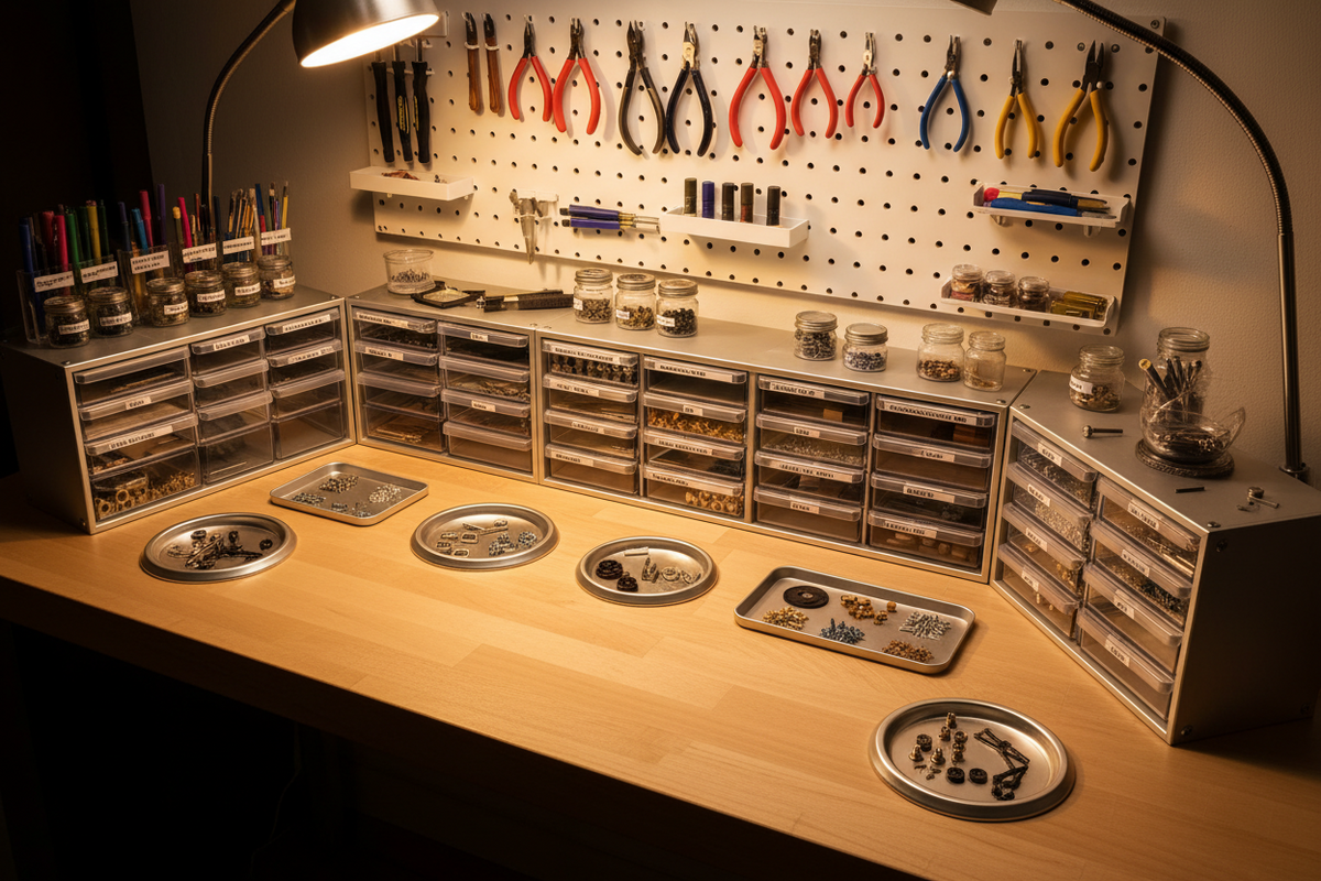 The Clutter-Free Workbench: Modular Racks and Magnetic Trays to Organize Tiny Parts