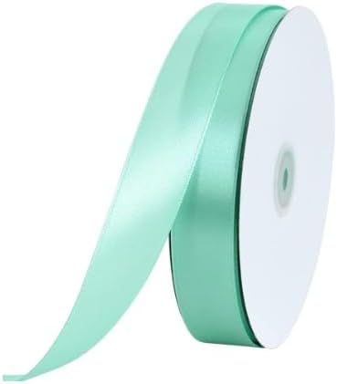 TONIFUL 1 Inch x 100yds Teal Turquoise Blue Satin Ribbon, Thin Solid Color - Image 7