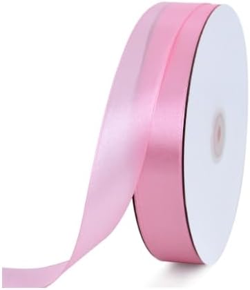 TONIFUL 1 Inch x 100yds Baby Pink Satin Ribbon, Thin Solid Color Satin Ribbon - Image 7