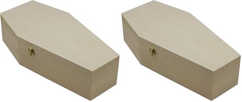 Creative Hobbies Medium 12 Inch Halloween Coffin Box - Fillable Hinged Box for Halloween Décor, Party Favor, Goth, Decoration, Pet Casket (Pack of 2)