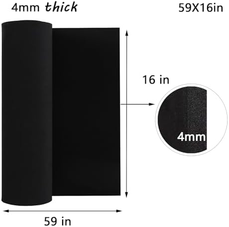 AMZQNART 4mm EVA Foam Sheets Rolls for Crafts Black Cosplay Foam 16x59in