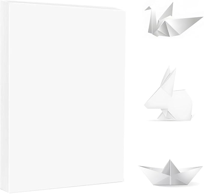 A4 Origami Paper White 100 Sheets, 8.27×11.7 inch Double Sided Color Easy Fold by Pyrisuu