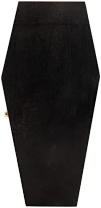 Creative Hobbies 12" Black Painted Wooden Coffin Box – Hinged Halloween Casket for Décor, Party Favors, Goth Display, Doll or Pet Memorial