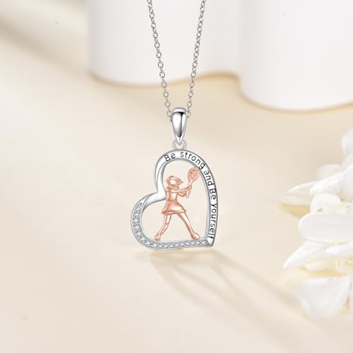 Hancock Sports Necklace Sterling Silver Sports Heart Pendant Hobby Jewelry Gift for Women