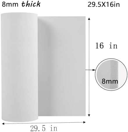 AMZQNART 8mm EVA Foam Sheets Rolls for Crafts White Cosplay Foam 16x29.5in