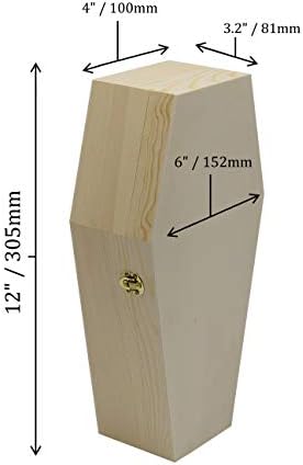 Creative Hobbies Medium 12 Inch Halloween Coffin Box - Fillable Hinged Box for Halloween Décor, Party Favor, Goth, Decoration, Pet Casket (Pack of 2)