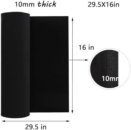 AMZQNART 10mm EVA Foam Sheets Rolls for Crafts Black Cosplay Foam 16x29.5in