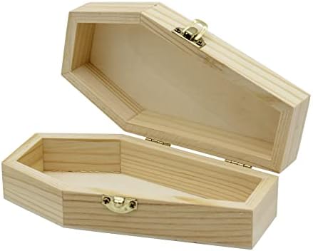 Creative Hobbies Small 6" Unfinished Wood Funeral Coffins - 6 x 3 x 1.75 Inch Size, Fillable for Halloween Parties, Goth and Decoration | 6 Pack
