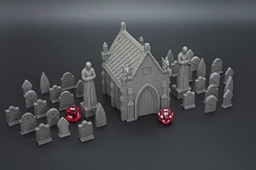 EnderToys Mausoleum Graveyard Scene - DND Terrain Scenery for Tabletop 28mm Miniatures Wargame