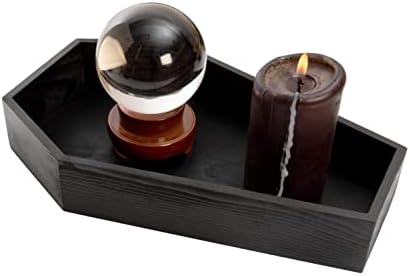Creative Hobbies Black Painted Wood Coffin Tray - 13.5 Inch Coffin Shaped Serving Tray Box, Great for Candy, Keys, Candles - Perfect Halloween Décor | 13.5" x 8.5" (Pack of 2)