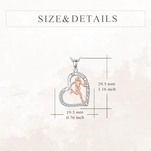 Hancock Sports Necklace Sterling Silver Sports Heart Pendant Hobby Jewelry Gift for Women