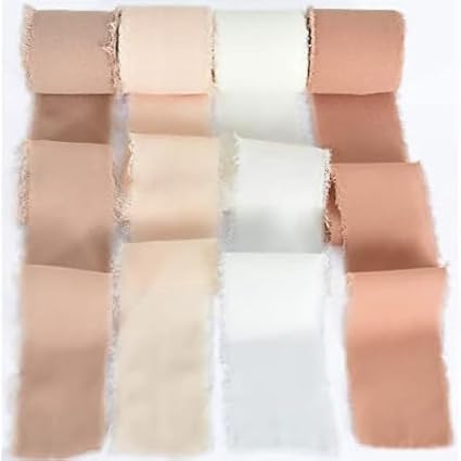 TONIFUL 4 Rolls Silk Chiffon Ribbon, 1-1/2 Inch x 22yds, Handmade Fringe Silk - Image 8