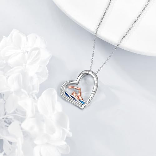 Hancock Sports Necklace Sterling Silver Sports Heart Pendant Hobby Jewelry Gift for Women