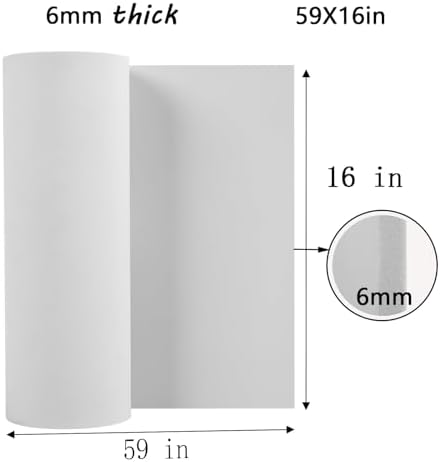 AMZQNART 6mm EVA Foam Sheets Rolls for Crafts White Cosplay Foam 16x59in