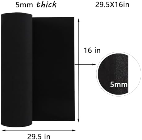 AMZQNART 5mm EVA Foam Sheets Rolls for Crafts Black Cosplay Foam 16x29.5in