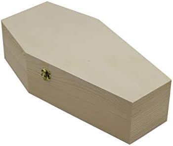 Creative Hobbies Medium 12 Inch Halloween Coffin Box - Fillable Hinged Box for Halloween Décor, Party Favor, Goth, Decoration, Pet Casket