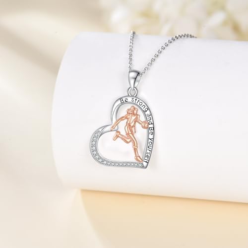 Hancock Sports Necklace Sterling Silver Sports Heart Pendant Hobby Jewelry Gift for Women