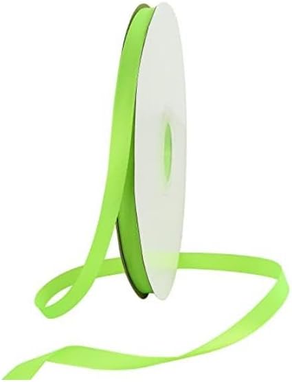 TONIFUL 3/8 Inch x 100yds Fluorescent Apple Green Satin Ribbon Thin Solid - Image 7