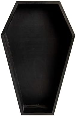 Creative Hobbies Black Painted Wood Coffin Tray - 13.5 Inch Coffin Shaped Serving Tray Box, Great for Candy, Keys, Candles - Perfect Halloween Décor | 13.5" x 8.5"