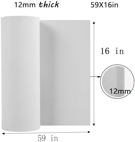 AMZQNART 12mm EVA Foam Sheets Rolls for Crafts White Cosplay Foam 16x59in