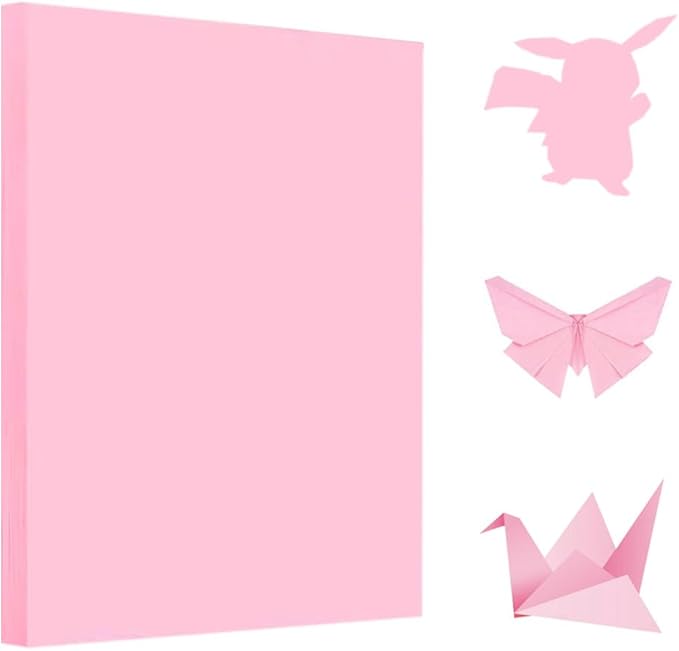 A4 Origami Paper Pink 100 Sheets, 8.27×11.7 inch Double Sided Color Easy Fold by Pyrisuu