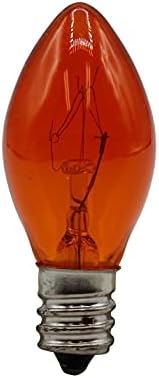 Creative Hobbies® Transparent Orange C7 Light Bulbs - 7 Watt, Steady Burning, Candelabra Base - Ideal for Halloween Pumpkin Lights & Christmas | Box of 25 (Pack of 2)