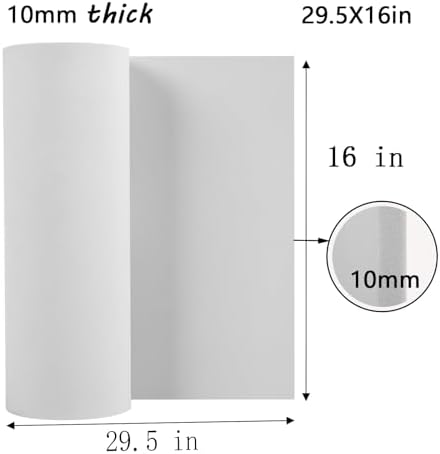 AMZQNART 10mm EVA Foam Sheets Rolls for Crafts White Cosplay Foam 16x29.5in
