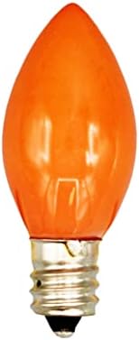 Creative Hobbies® Box of 25 Light Bulbs, Ceramic Opaque Orange, Steady Burning, 7 Watt Incandescent, C7 Candelabra Base - Great for Christmas Strings and Halloween (Pack of 2)
