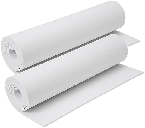 AMZQNART 5mm EVA Foam Sheets Roll for Craft White Cosplay Foam 16x59in 2pcs