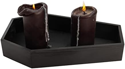 Creative Hobbies Black Painted Wood Coffin Tray - 13.5 Inch Coffin Shaped Serving Tray Box, Great for Candy, Keys, Candles - Perfect Halloween Décor | 13.5" x 8.5" (Pack of 2)