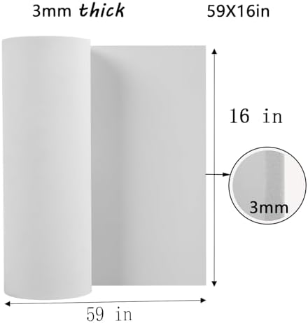 AMZQNART 3mm EVA Foam Sheets Rolls for Crafts White Cosplay Foam 16x59in