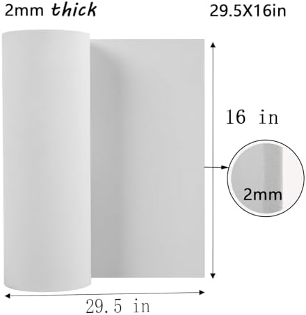 AMZQNART 2mm EVA Foam Sheets Rolls for Crafts White Cosplay Foam 16x29.5in