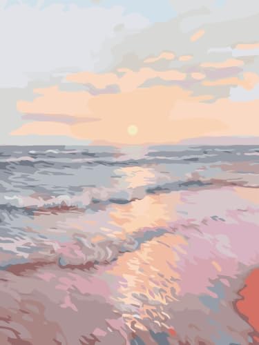 GOUOYANA Paint By Numbers Kit for Adults-Pink Beach Funny Canvas 12x16 Inch