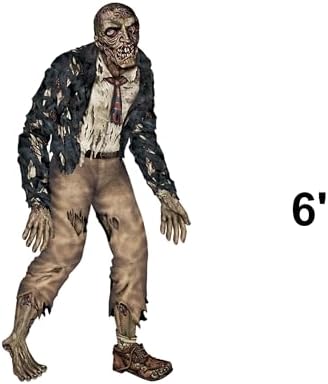 Beistle Jointed Zombie Cutouts – 3 Pack, Life-Size Undead Decorations, Creepy Halloween Wall Décor, Poseable Horror Figures, Scary Party Supplies, Full Body Display Accents, Graveyard Scene Props, 6'