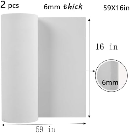 AMZQNART 6mm EVA Foam Sheets Roll for Craft White Cosplay Foam 16x59in 2pcs