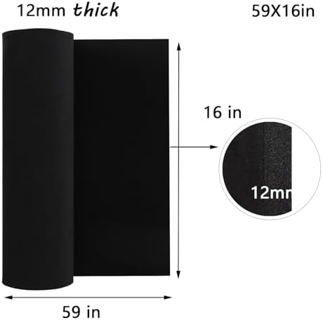 AMZQNART 12mm EVA Foam Sheets Rolls for Crafts Black Cosplay Foam 16x59in