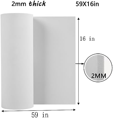 AMZQNART 2mm EVA Foam Sheets Rolls for Crafts White Cosplay Foam 16x59in