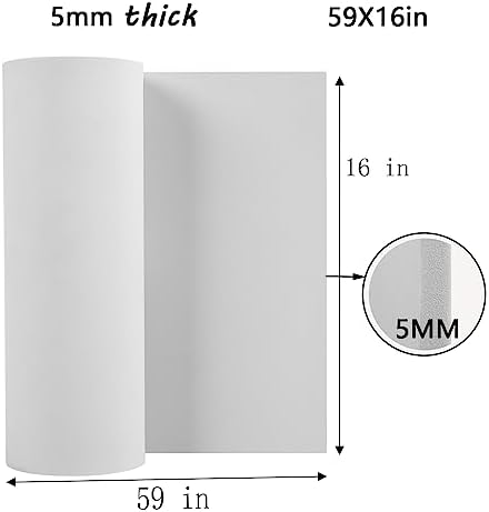 AMZQNART 5mm EVA Foam Sheets Rolls for Crafts White Cosplay Foam 16x59in