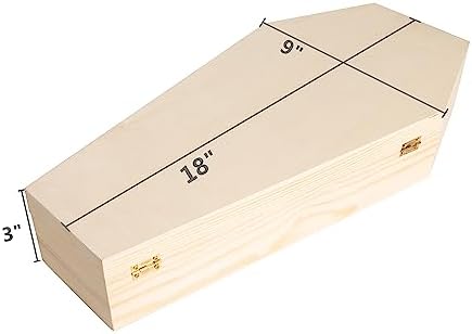 Creative Hobbies Large 18 Inch Halloween Coffin Box, Fillable Hinged Box for Halloween Décor, Party Favor, Goth, Doll Coffin, Pet Casket | 18" x 9" x 3.19