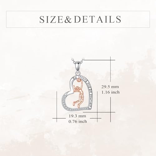 Hancock Sports Necklace Sterling Silver Sports Heart Pendant Hobby Jewelry Gift for Women
