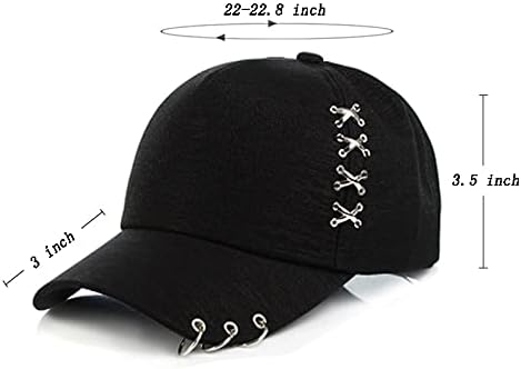 Kpop Hat Ring Baseball-Cap - Suga-Snapback Baseball Cap with Iron Rings (Black) (Medium, Black)