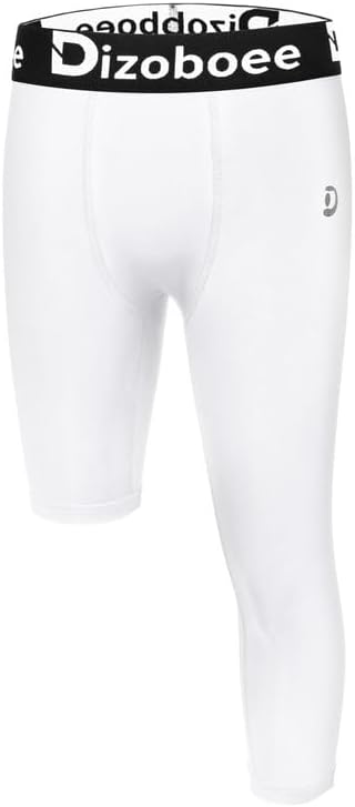 Youth Boys Compression Pants One Leg 3/4 Athletic Leggings for Sports Kids Basketball Tights Football Baseball Pants