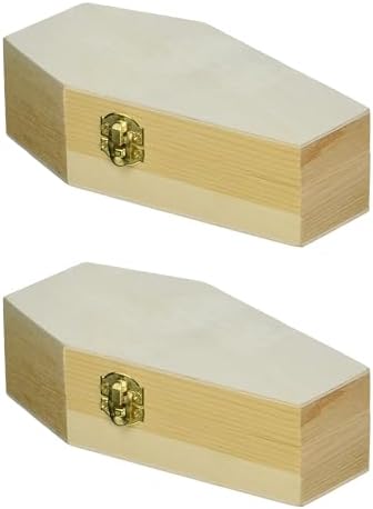 Creative Hobbies Small 6" Unfinished Wood Funeral Coffins - 6 x 3 x 1.75 Inch Size, Fillable For Halloween Parties, Goth and Decoration | 2 Pack