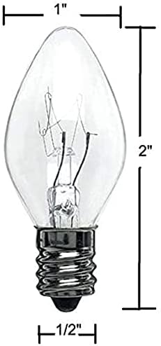 Creative Hobbies® Box of 25 Light Bulbs, Ceramic Opaque Orange, Steady Burning, 7 Watt Incandescent, C7 Candelabra Base - Great for Christmas Strings and Halloween