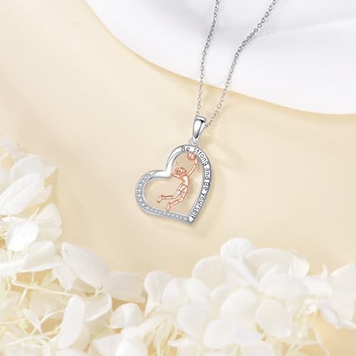 Hancock Sports Necklace Sterling Silver Sports Heart Pendant Hobby Jewelry Gift for Women