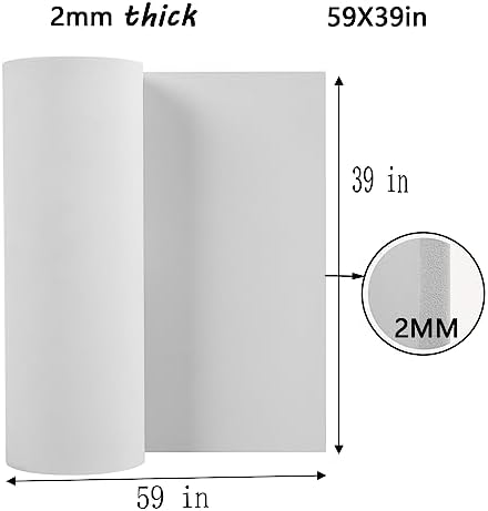 AMZQNART 2mm EVA Foam Sheets Roll for Craft White Cosplay Foam 39x59in 2pcs
