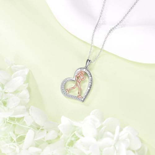 Hancock Sports Necklace Sterling Silver Sports Heart Pendant Hobby Jewelry Gift for Women