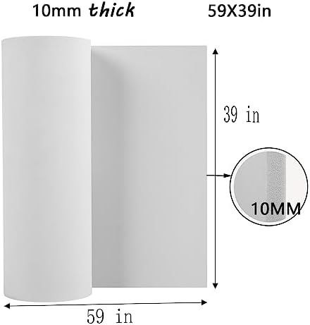 AMZQNART 10mm EVA Foam Sheets Rolls for Crafts White Cosplay Foam 39x59in
