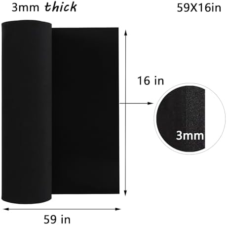 AMZQNART 3mm EVA Foam Sheets Rolls for Crafts Black Cosplay Foam 16x59in