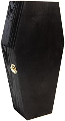 Creative Hobbies 12" Black Painted Wooden Coffin Box – Hinged Halloween Casket for Décor, Party Favors, Goth Display, Doll or Pet Memorial
